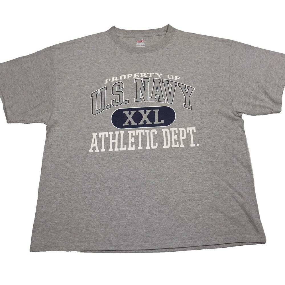 Soffe US NAVY Graphic T Shirt Men XL Gray Athletic Dept Military Workout Cadet